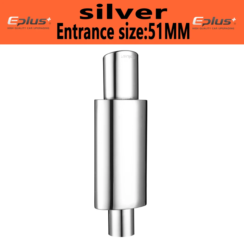 

Автомобильный глушитель выхлопной трубы, универсальный Овальный глушитель из нержавеющей стали 51 57 63 мм, сине-серебристая выхлопная система, глушители, звук спортивного автомобиля