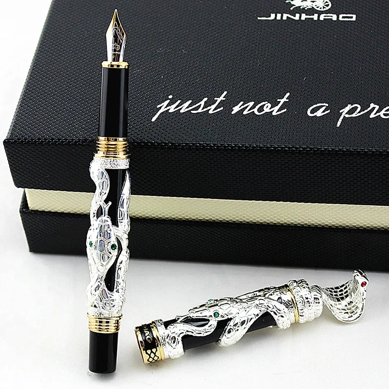 Jinhao двойной дракон/змеиная винтажная Роскошная авторучка/ручка держатель полностью Металлическая резьба тиснение Тяжелая Подарочная Ручка Коллекция