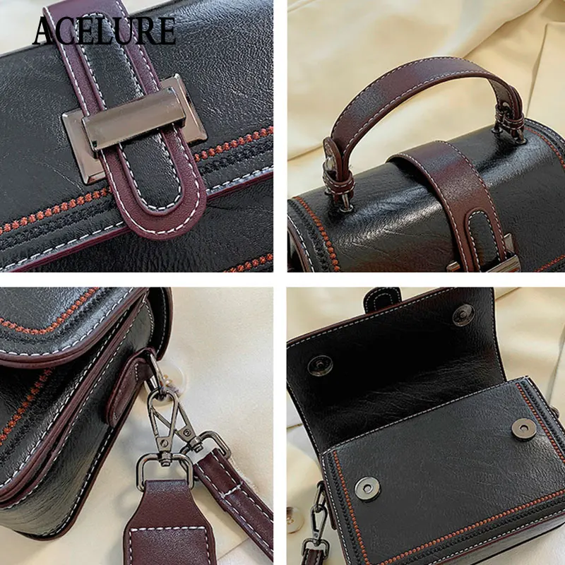 

ACELURE Solid Color PU Leather Flap Bags for Women Fashion Small Shoulder Bags Female Crossbody Bags Shopping Purse Handbags