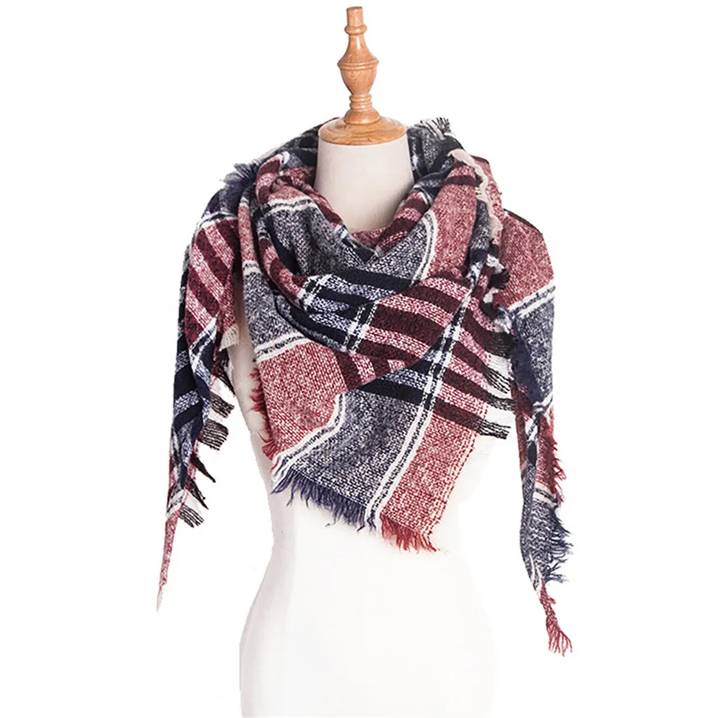 

Europe and the United States autumn and winter new plaid scarf scarf thin collar women's fashion color long scarf 40*