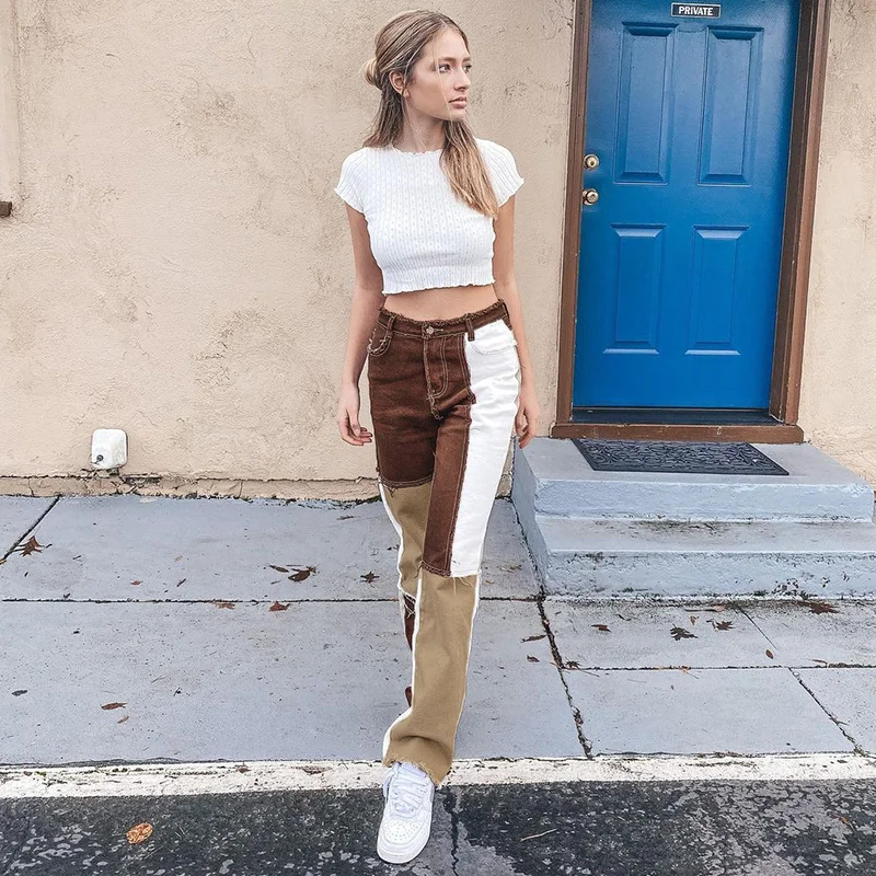 

ZOVSV Brown Casual Denim Trousers Ladies Y2K Fashion Pocket High Waist Jeans for Women Skinny Streetwear Summer Pants 2021