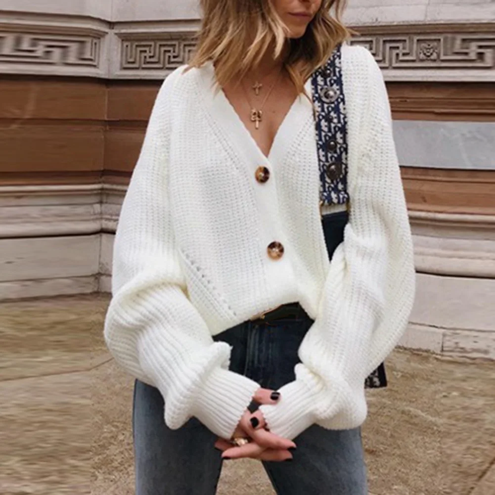 Женский трикотажный свитер с длинным рукавом однотонный| |