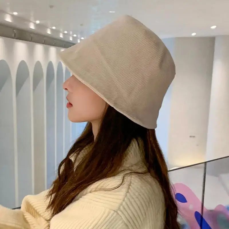 

COKK Women Hat Winter Autumn Corduroy Solid Color Bucket Hat Fisherman Cap Korean Casual Simple Retro Gorro Bob New 2021