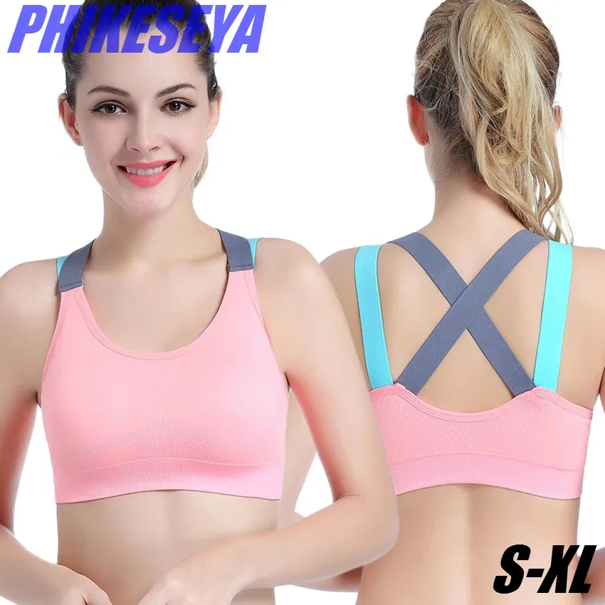 

Lovely Push Up Sports Bra XL For Women Cross Straps Wireless Padded Comfy Gym Bra Yoga Underwear Active Wear Workout Fitness Top