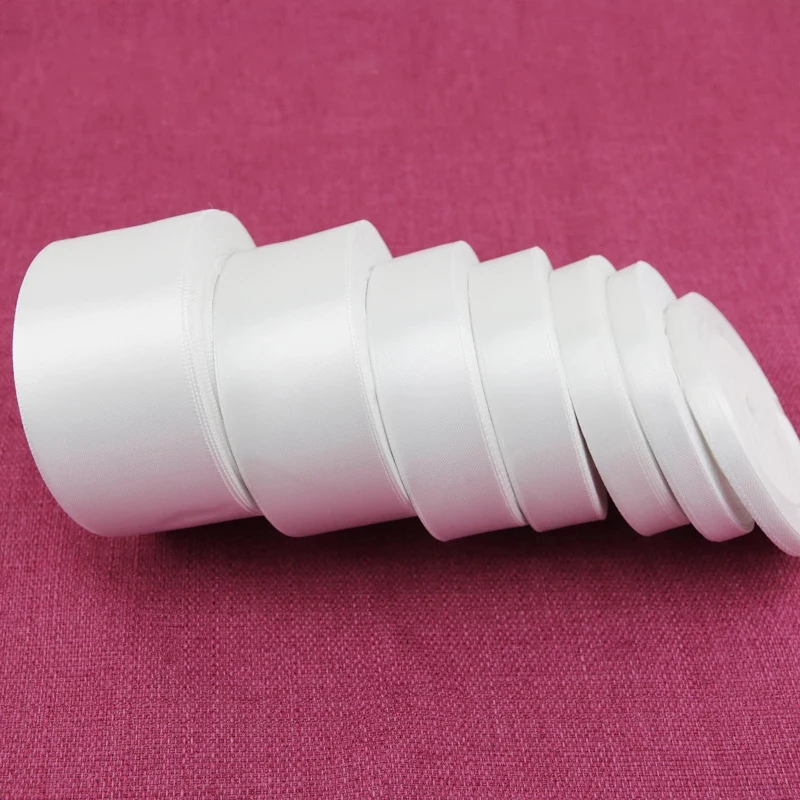 (25 ярдов/рулон) белая атласная лента с одним лицом оптовая продажа подарочная