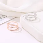 Французское новое простое кольцо с покрытием из розового золота, роскошное открытое двойное кольцо Стразы с инкрустацией для женщин, христианские украшения