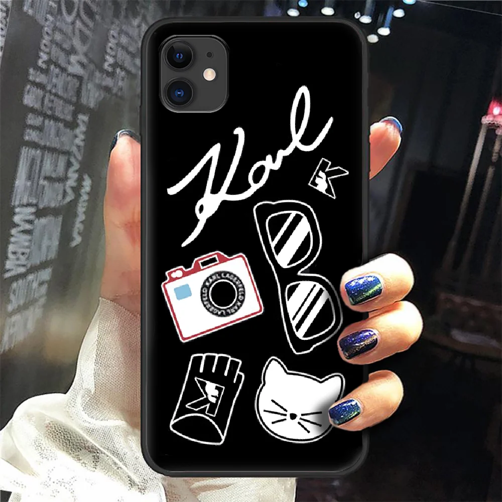 

Karls Brand Phone Case Cover Hull For Iphone 5 5s Se 2 6 6s 7 8 12 Mini Plus X XS XR 11 PRO MAX black Cell 3D Back Silicone