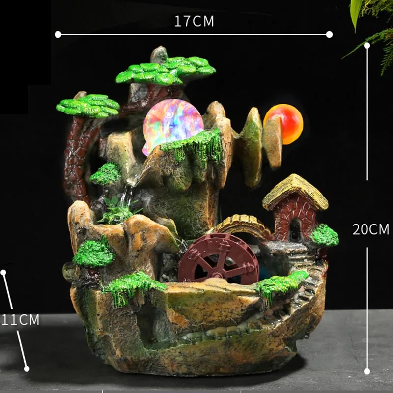 220V повезло скала фонтан воды офиса Настольные Украшения водопад крытый фонтаны