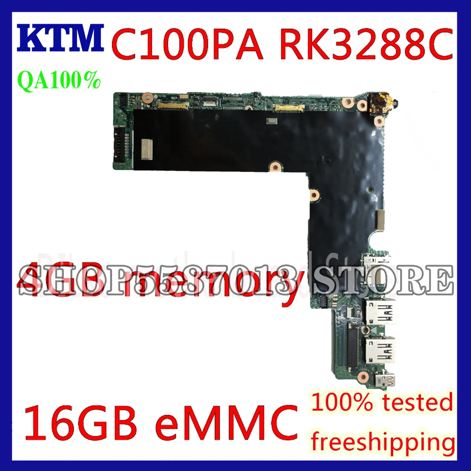 

KEFU C100PA For ASUS Chromebook Flip C100PA Laptop Motherboard 4G RAM RK3288C Processor Graphic T764 Test work 100% original