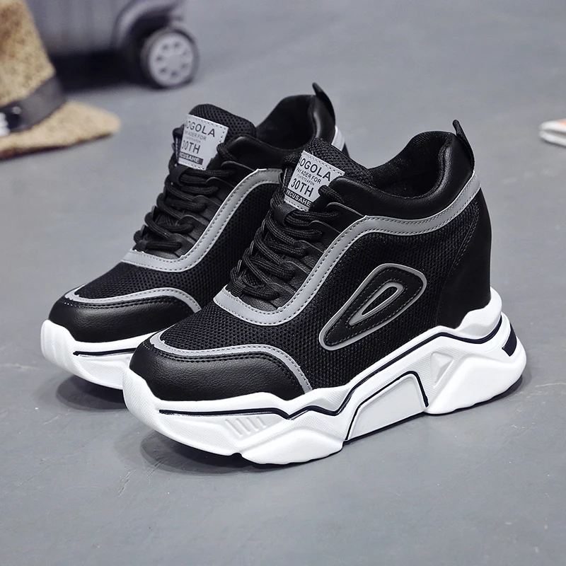 Модная женская повседневная обувь на платформе Сетчатая дышащая танкетке