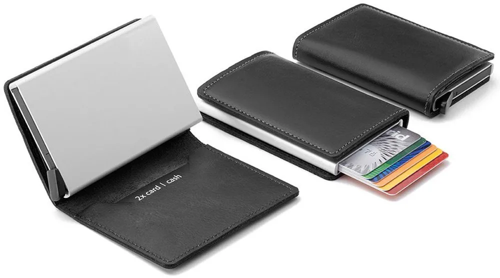 Кошелек из телячьей кожи, Rfid, блокирующий держатель для кредитных карт, 485 натуральная кожа, унисекс, визитница, алюминиевая открытка-коробка, кошелек