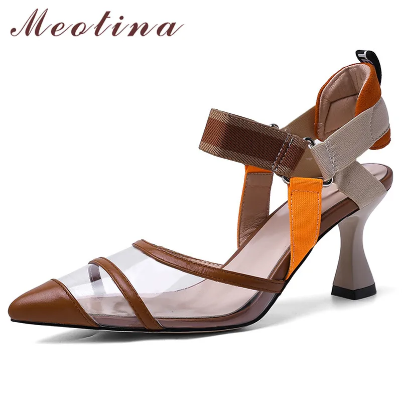 Сандалии Meotina женские из натуральной кожи босоножки на высоком каблуке с