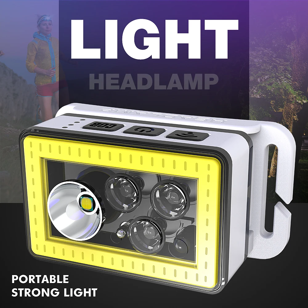 Портативный Мини Вспышка светильник налобный фонарь USB Перезаряжаемые индукции