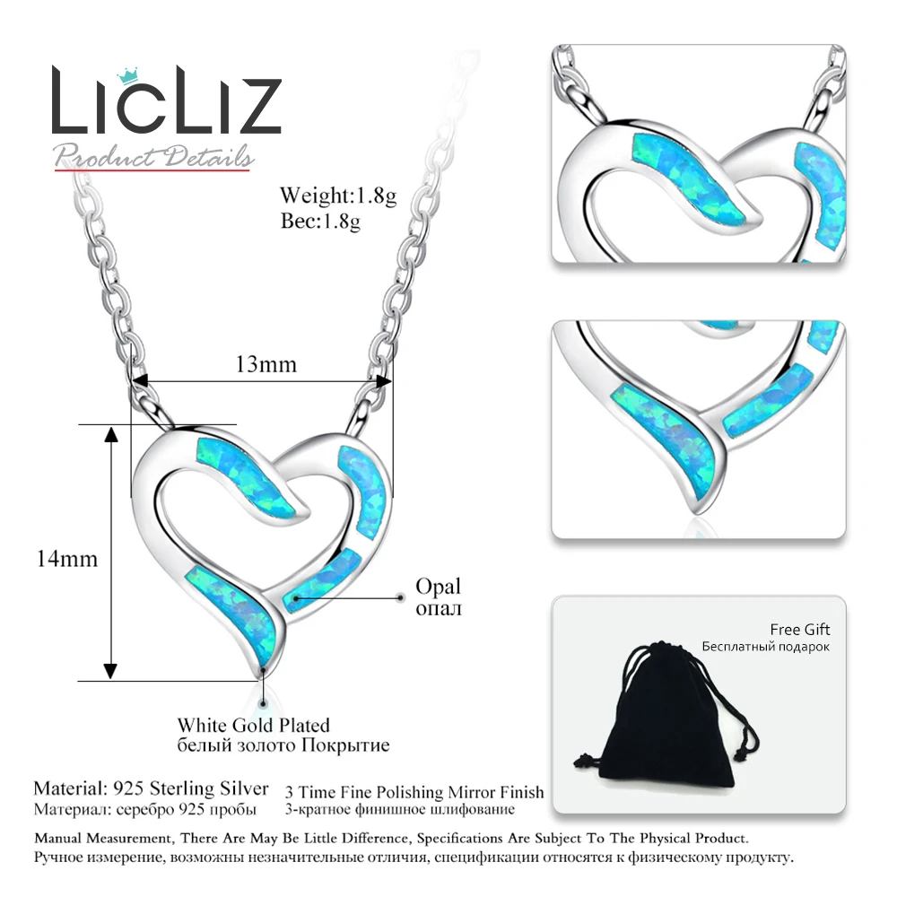 Ожерелье с подвеской в виде сердца LicLiz из стерлингового серебра 925 пробы женское