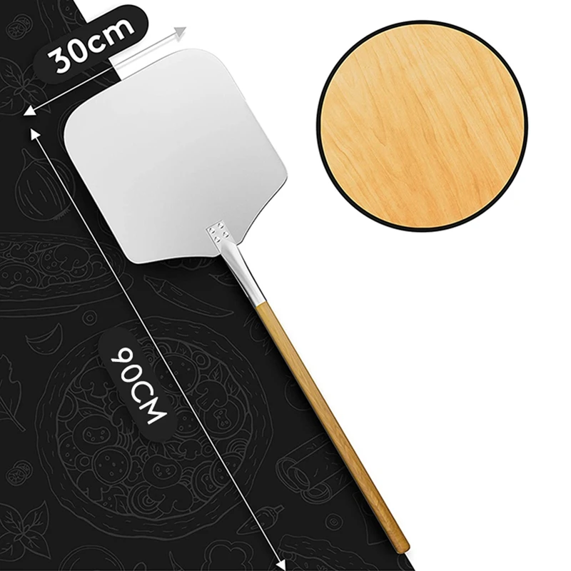 

Pizza Pusher, Pizza Peel Made Of Stainless Aluminum (90Cm) - Practical and Solid Thread, Pizza Lifter with Rounded Edges