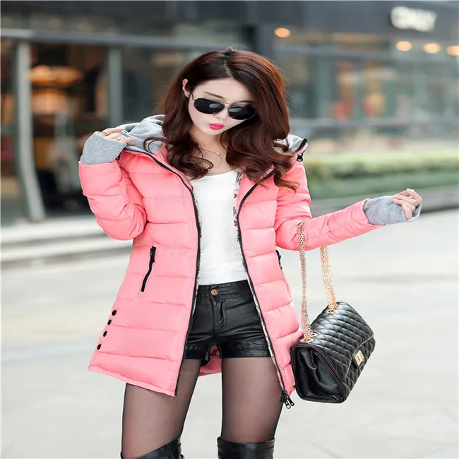 Winter Warm Cotton Jacket Women's Large Size Long Jacket New Ultra-light Slim Hooded Windproof Down Jacket Women's Jacket - Цвет: Pink