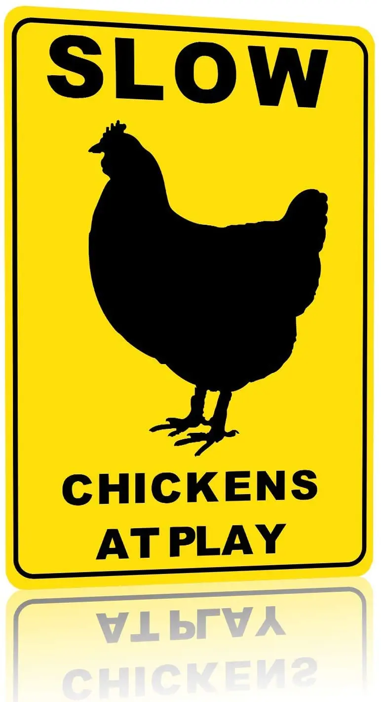 

Warning Sign Slow Chickens at PlayTin Signs Bar Diner Cafe Home Wall Decor Retro Vintage Coop Yard Sign 12.5 X 16Inch