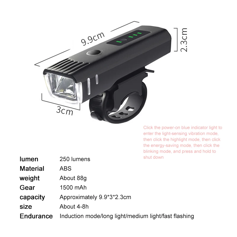 

2021 Smart Induction Bicycle Front Light IPX5 Waterproof USB Rechargeable Rear Light LED Headlight Bike Lamp Cycling FlashLight