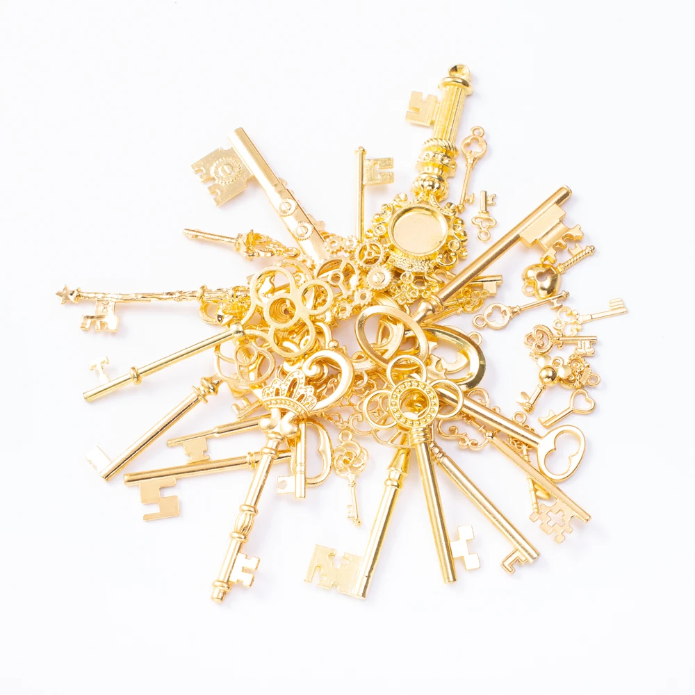 50 г Горячая продажа металла смешанных Шарм ключи серии антикварный бронзовый