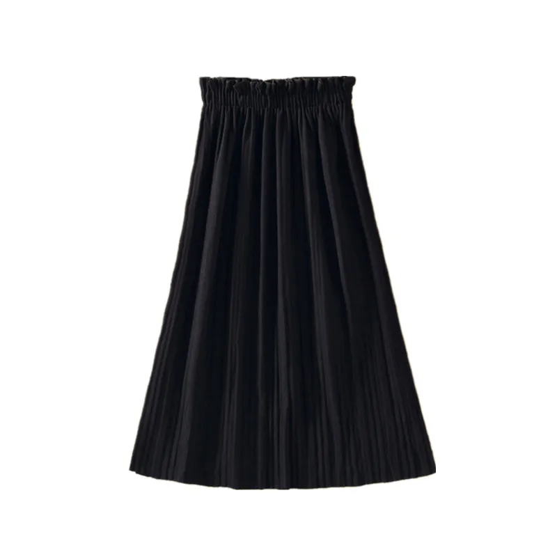 

Autumn retro art show thin pleated skirt of tall waist joker bust A word knitting female long skirts