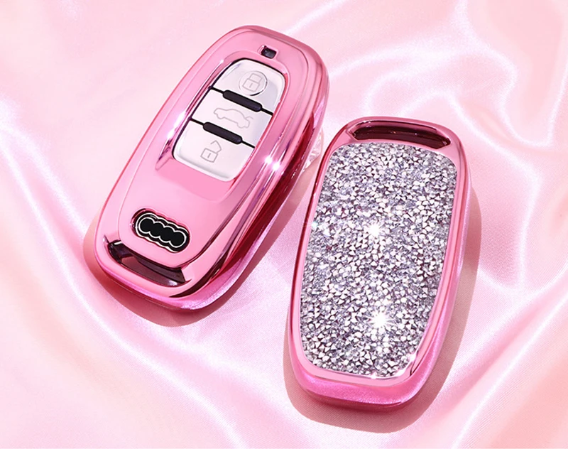 

Car Key Protective Cover Is Suitable for Audi Car A4A5A6A7A8Q5S5S6S7S8 Car Key Cover with Diamond Decoration