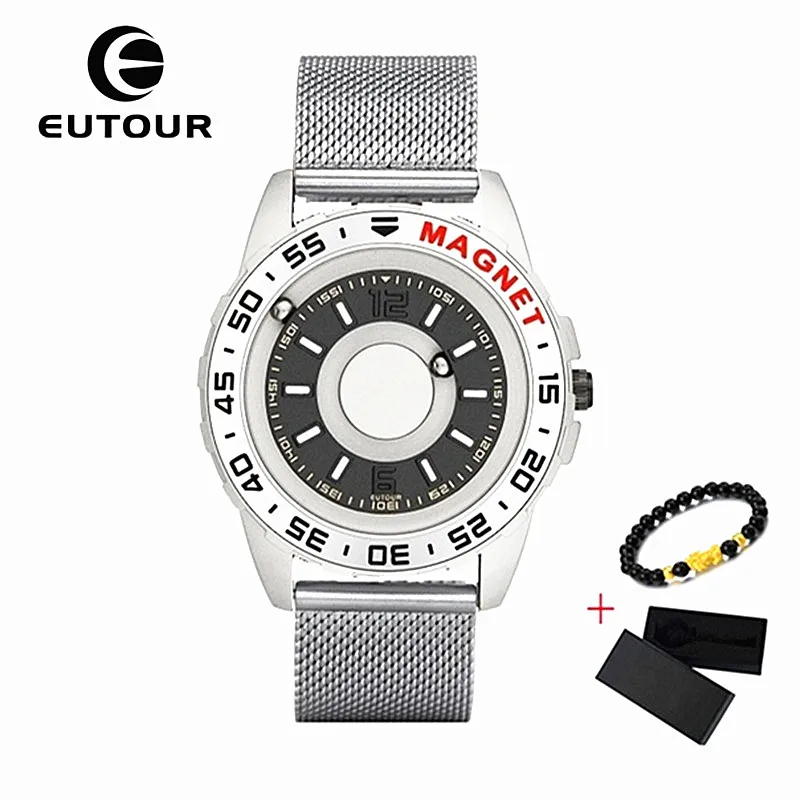 EUTOUR, магнитные часы, мяч, шоу, мужские, водонепроницаемые, Роскошные, мужские, s, наручные часы, спортивные, нержавеющая сталь, Прямая поставка, кварцевые наручные часы