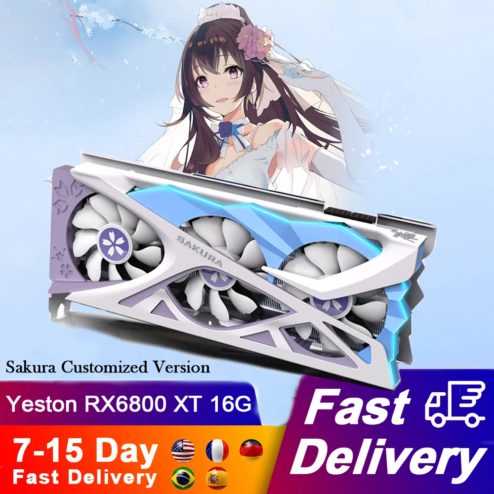 

Видеокарта Yeston RX6800XT, 16 ГБ D6 Sakura, 2065 нм, GPU 2310-4,0 МГц, 16 ГБ/бит/GDDR6 PCI-Express, двойная видеокарта BIOS DP