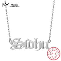 mydiy custom name necklace gold color 925 stering silver personalized old english ingk chain nameplate necklaces for women gift