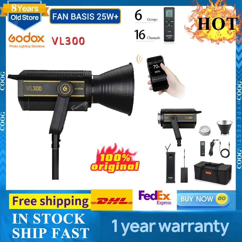 

Godox VL300 LED Bowens Reflector Mount Video Light for photography studio Accessoires live video youtube tiktok pk jinbei
