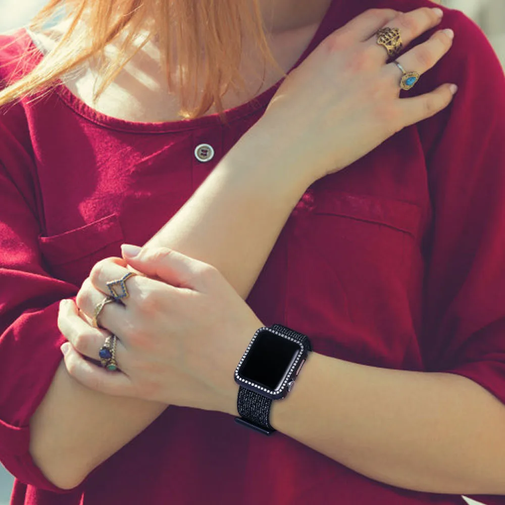 

Diamond Bumper Protective Case for Apple Watch Cover 6 SE 5 4 321 38MM 42MM Screen Protector Accessories Iwatch 40mm 44mm