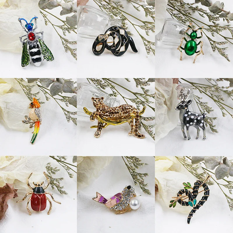 

Cute and exquisite high-end animal series Leopard Frog Bee Cat Elk Owl Animal Insect Creative Oil Brooch
