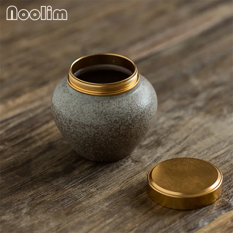 Керамическая простая чайная канистра пуэр мини креативная герметичная банка для