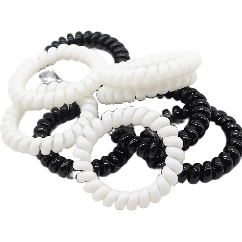 

Lot 5Pcs Size 5CM Black White Telephone Hair Band For Girl Accessories Springs Line Gum Elastic Rope