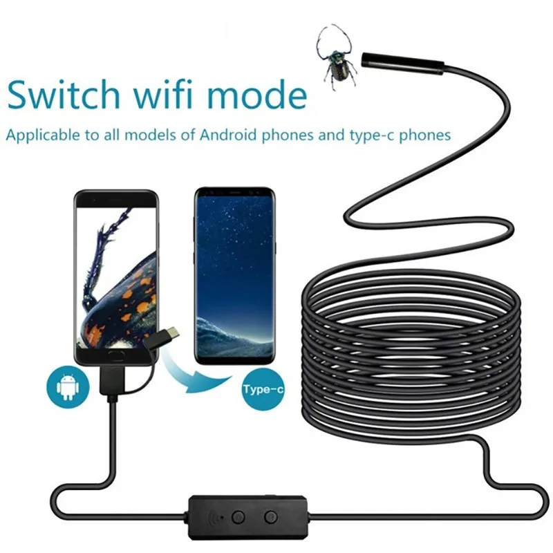 2.0MP HD беспроводной эндоскоп IP67 Водонепроницаемый WiFi бороскоп Инспекционная
