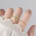Милый открытый дизайн Метеор Звезда Кольцо для Для женщин Регулируемый Сияющий CZ 14K, браслет-напульсник, настоящее золото кольца ювелирные Bague романтический 