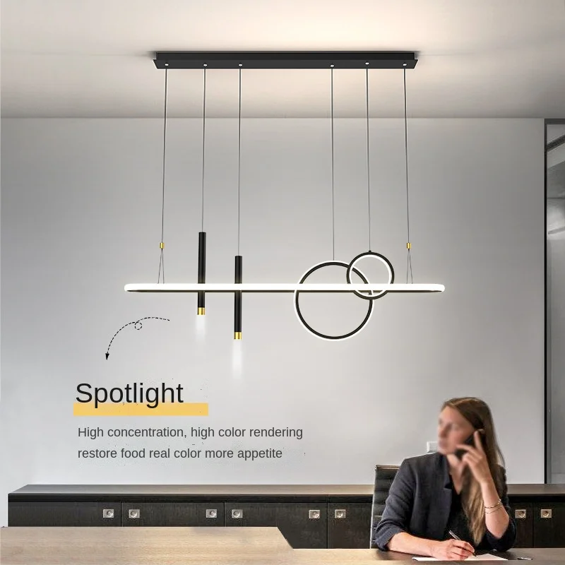 

Современная Минималистичная светодиодная люстра с пультом дистанционного управления, черный столовый прибор для гостиной, центральный ст...