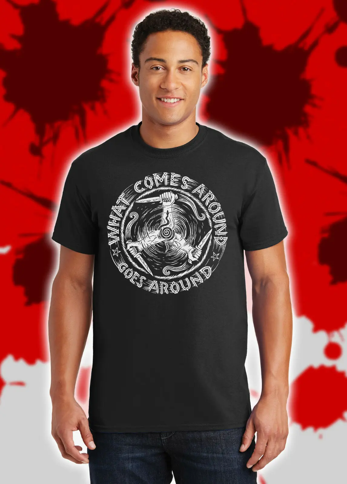 

What Comes Around, Goes Around. Karma Revenge Norse Viking T-Shirt. Summer Cotton Short Sleeve O-Neck Mens T Shirt New S-3XL