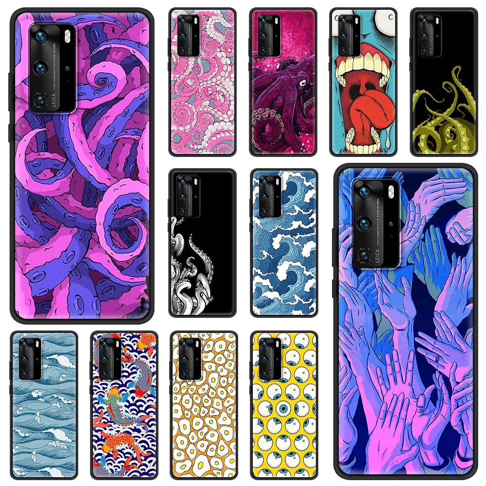 Модный Забавный чехол для телефона с морским осьминогом Huawei P30 P40 P20 Lite 30 Pro P Smart 2019 Z