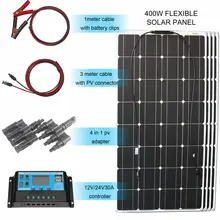 Solar Panel Kit Complete 400w 300w 200w 100w 12v Flexible Solar Power Panel For Solar Battery Charger/power bank/Camping /Hiking