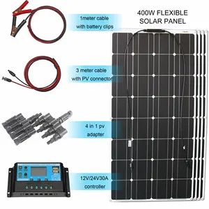 solar panel kit complete 400w 300w 200w 100w 12v flexible solar power panel for solar battery chargerpower bankcamping hiking free global shipping