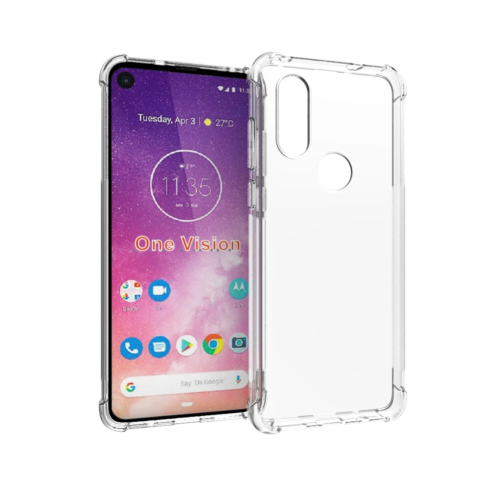 Прозрачный чехол для Motorola one vision ударопрочный прозрачный ТПУ Мягкий Роскошный