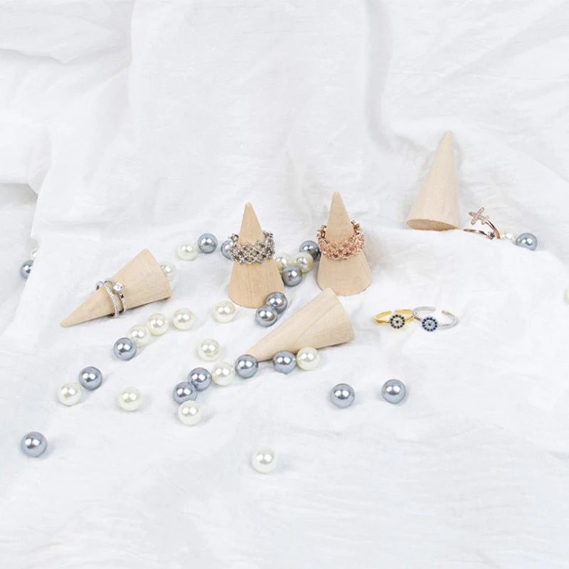 

Jewelry Display, Ring Display, Unfinished Small Wooden Tapered Ring Jewelry Bracelet Display Rack Storage Bag(10 PCS)