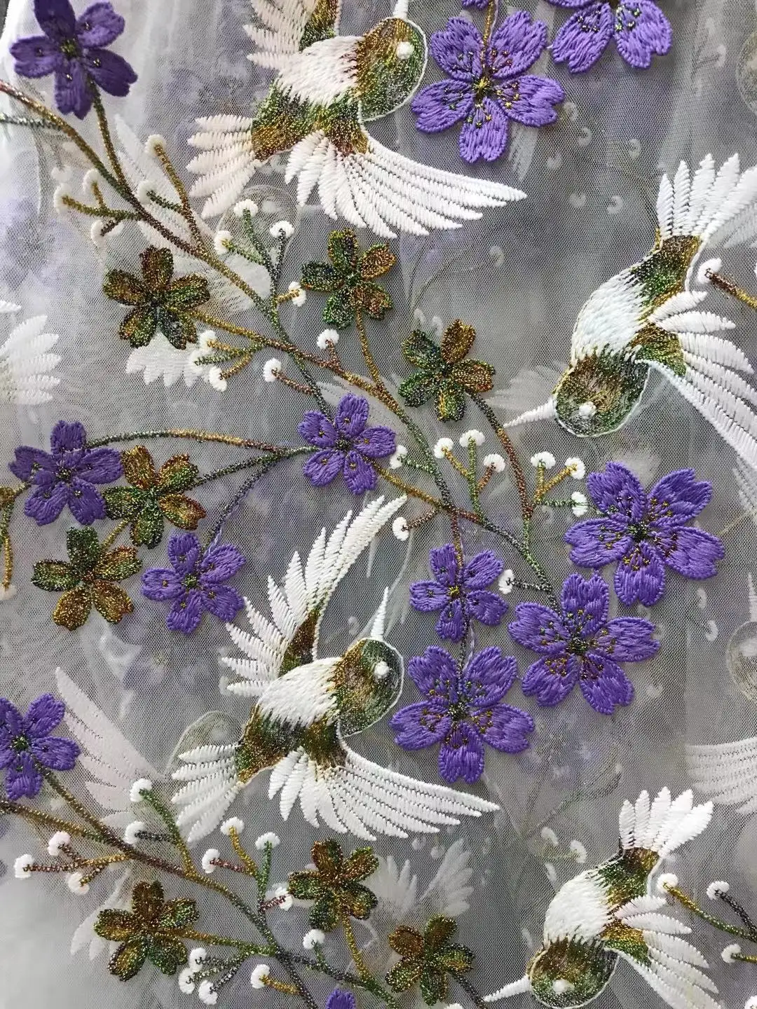 Акция изысканных птиц Высококачественная Тюлевая вышивка французское Тюлевое