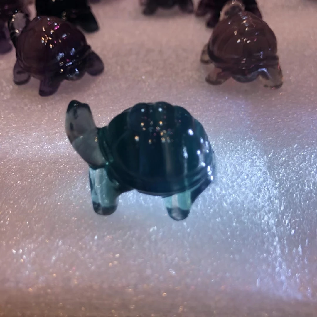

Natural fluorite mini tortoise carving Fluorite crystal turtle Figurine