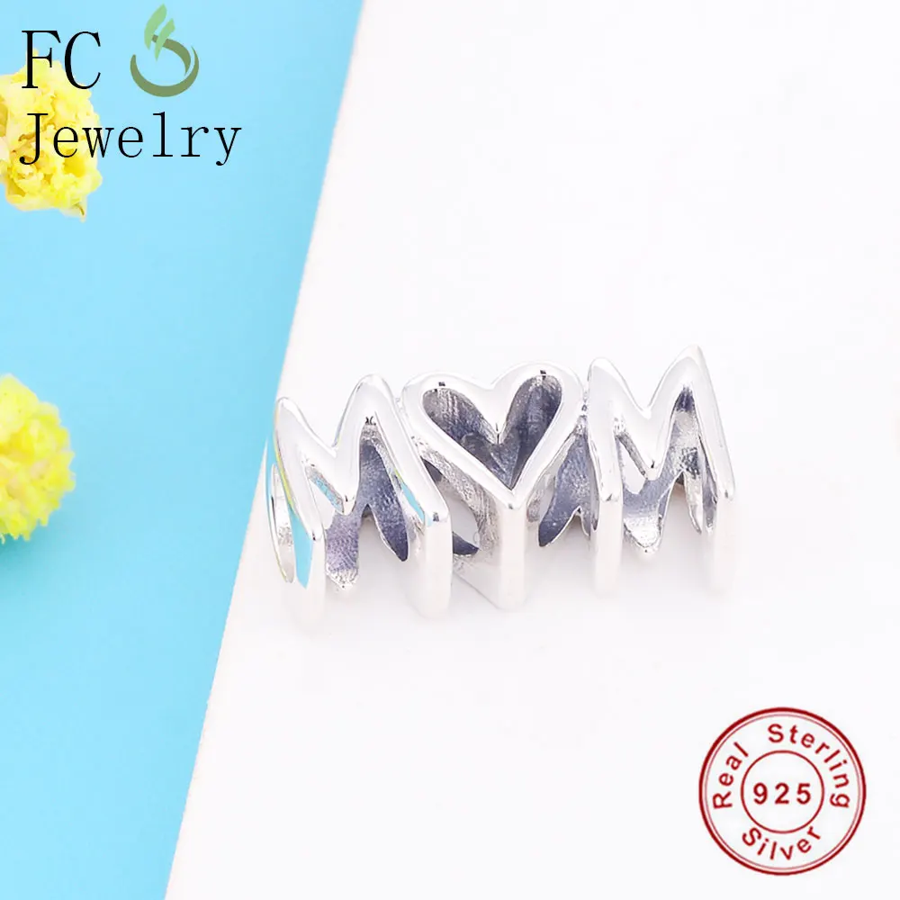 FC Jewelry Fit Original Brand Charm Bracelet 925 Sterling Silver Letter Alphabet Script Mom Bead Making Family Kids Berloque | Украшения и