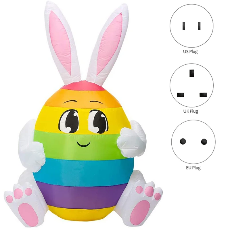 

5FT Easter Inflatable Toy Cartoon Rabbit Egg LED Lights Holiday Outdoor Decoration, Yard, Garden Lawn Decoration