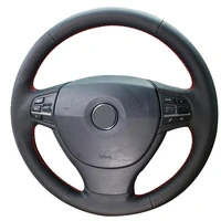 non slip durable black synthetic leather car steering wheel cover for bmw f10 523li 525li 2009 730li 740li 750li