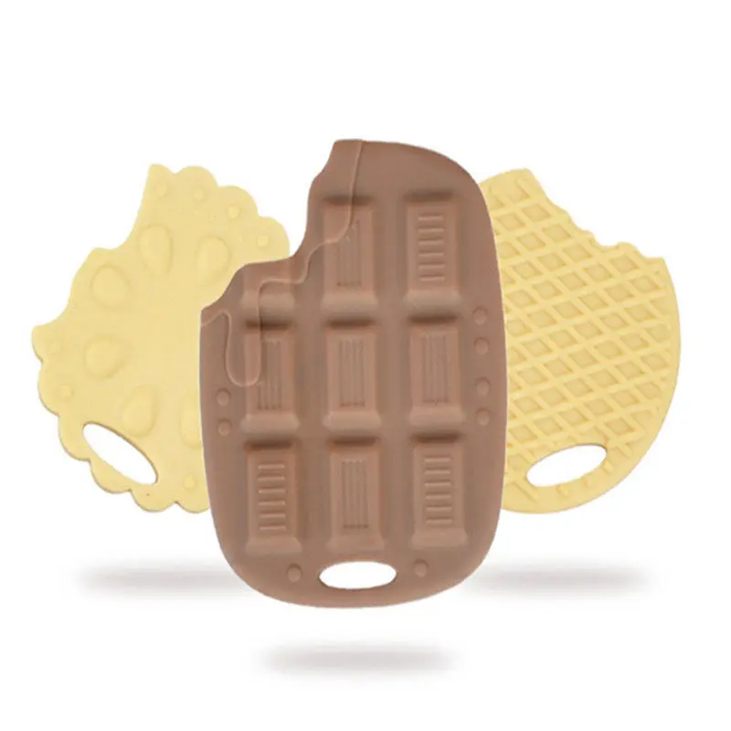 

Creative Chocolates Silicone Teethers snacks cake Baby Ring Teether Silicone Chew Charms Baby Teething Gift Toddler Toys