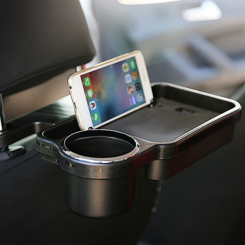 

Multifunctional support for car rear seat car rear back seat table drinking food cup tray phone holder black universal hot