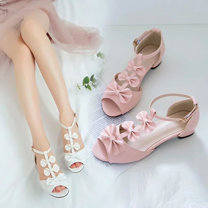 

2021 Spring and Summer New Fashion All-match Sandals Sweet Bow Girl Shoes 2A